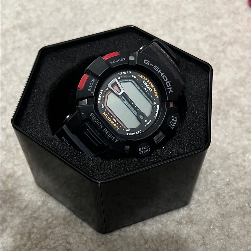 G-Shock Black Digital Watch with Red Accents